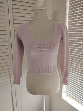 Astr Ribbed Cropped Sweater in Soft Lilac